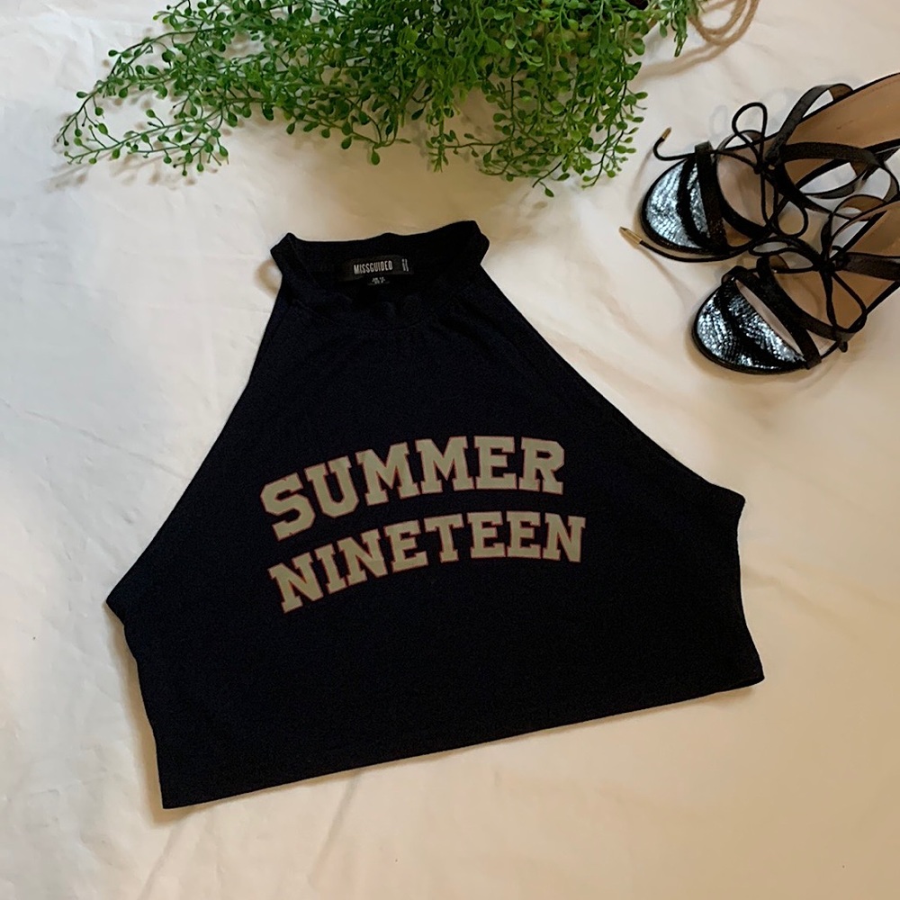 Halter Graphic Crop Top